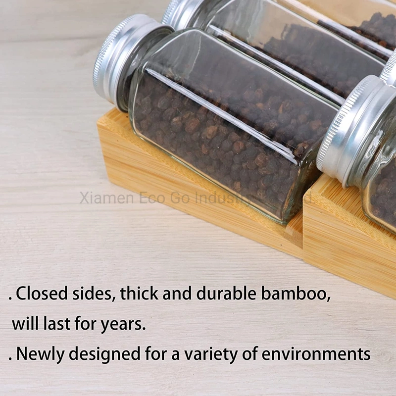 Bamboo Spice Rack Tray, Spice Drawer Organizer Insert for Kitchen, Spice Rack Tray 4 Tiers for Kitchen Cabinets Storage